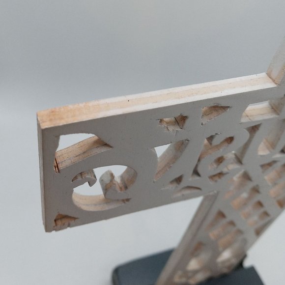 Jesus Cross Folk Art Sculpture Scrollwork Handmade Christian Easter OOAK Vintage - Picture 6 of 14